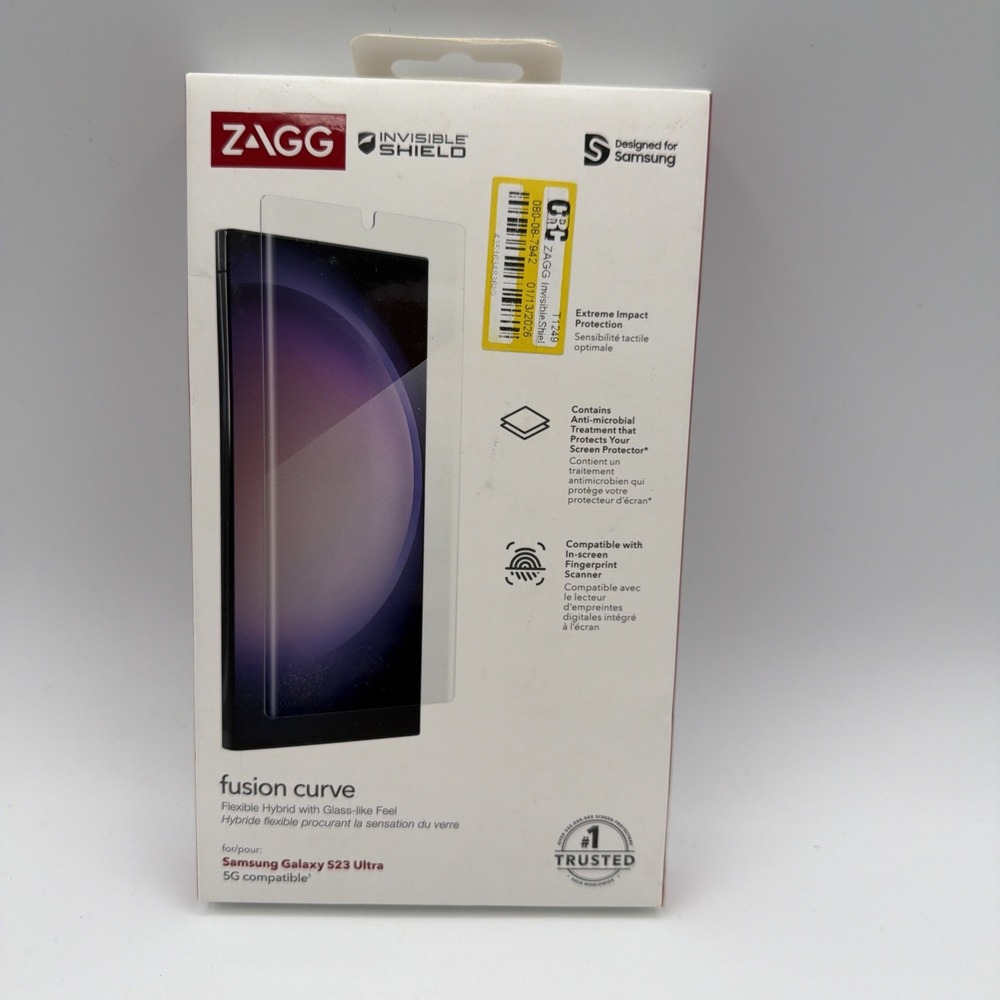 ZAGG Screen Protector Samsung Galaxy S23 Ultra Fusion Curve Invisible Shield NEW